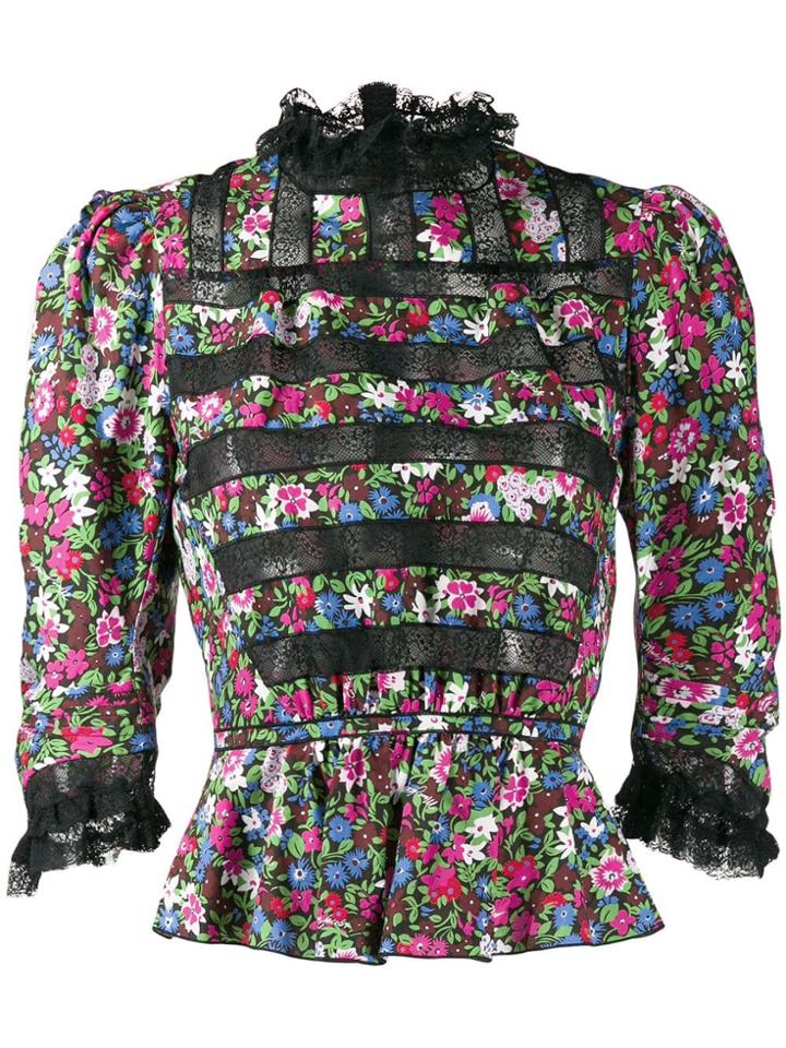 Marc Jacobs Floral Victorian Blouse - Black