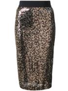 Milly Leopard Print Glitter Skirt - Gold