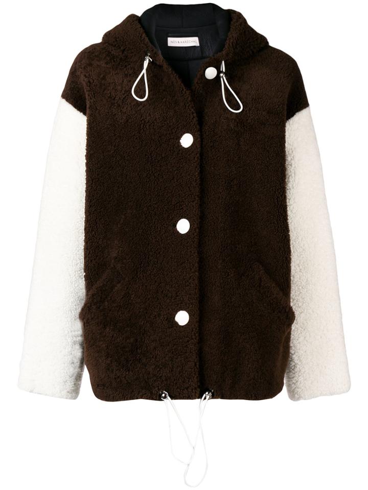 Inès & Maréchal Contrasting Sleeve Shearling Jacket - Brown