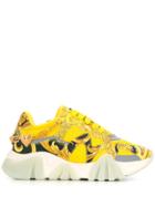 Versace Platform Signature-print Sneakers - Yellow