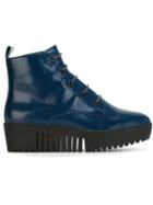Opening Ceremony Lace-up Platform Boots, Women's, Size: 38, Blue, Leather/rubber