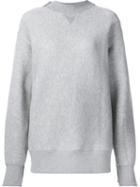 Sacai Knitted Panel Sweatshirt, Women's, Size: 4, Grey, Cotton/nylon/cashmere/wool