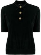 Balmain Velvet Piqué Polo Shirt - Black
