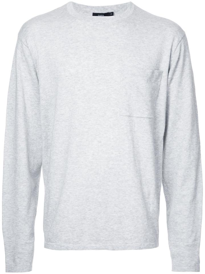 Bassike Chest Pocket Jumper, Men's, Size: Medium, Grey, Cotton
