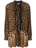 Saint Laurent Leopard Print Neck Tie Dress - Black