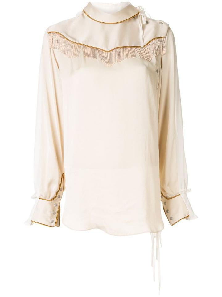 Facetasm Fringe Detail Blouse - Neutrals