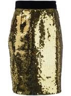 Moschino Vintage Sequin Pencil Skirt, Women's, Size: 42, Yellow/orange