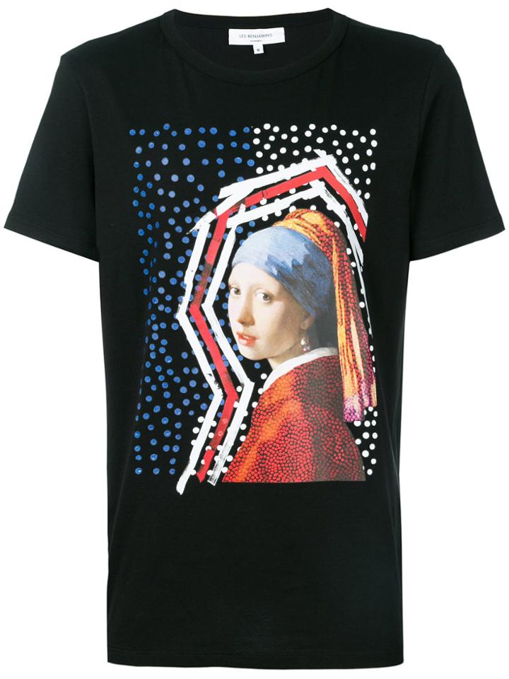 Les Benjamins Portrait Print T-shirt - Black