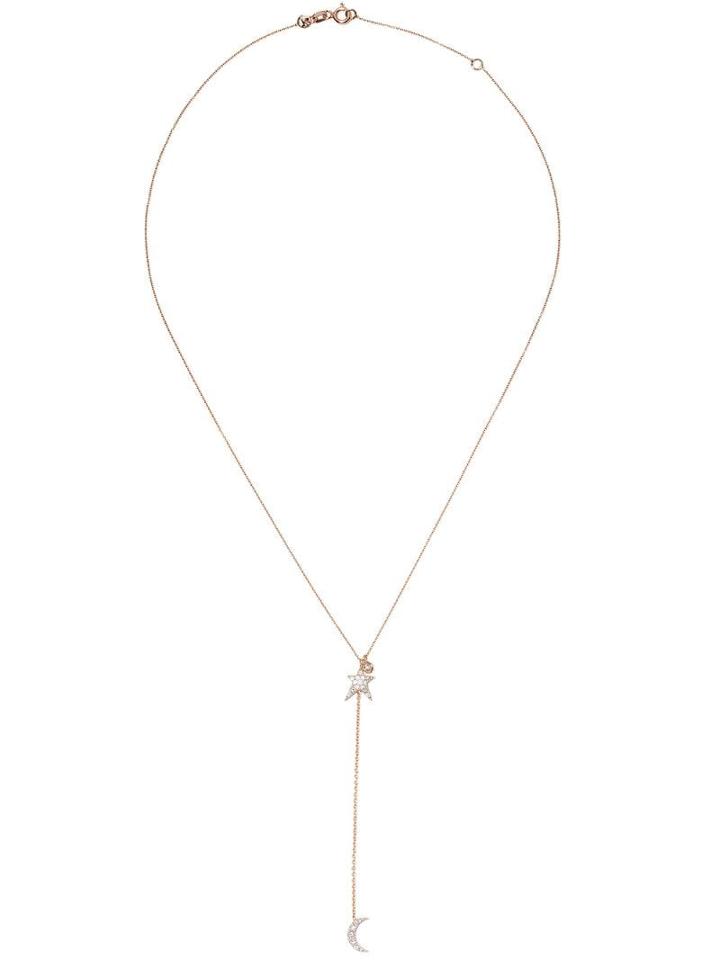 Kismet By Milka 14kt Rose Gold Struck Star Chain Moon Lariat Diamond