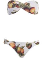 Brigitte Orange Print Bikini Set - White