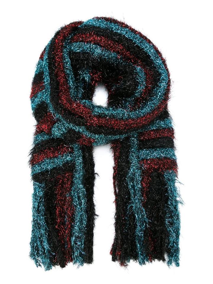 Maison Margiela Striped Oversize Scarf, Adult Unisex, Grey, Polyamide/polyester/wool/metallized Polyester