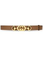 Gucci Leather Belt With Interlocking G Horsebit - Brown
