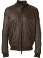 Jeckerson Bomber Style Leather Jacket - Brown