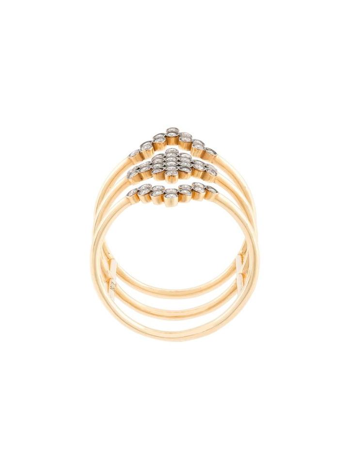 Yannis Sergakis Triple Stacked Diamond Charnières Ring, Women's, Metallic