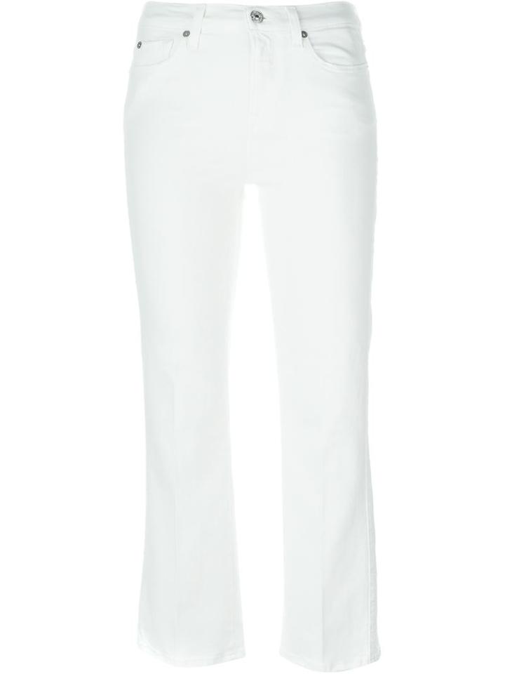 7 For All Mankind Bootcut Cropped Jeans, Women's, Size: 27, White, Cotton/polyester/spandex/elastane