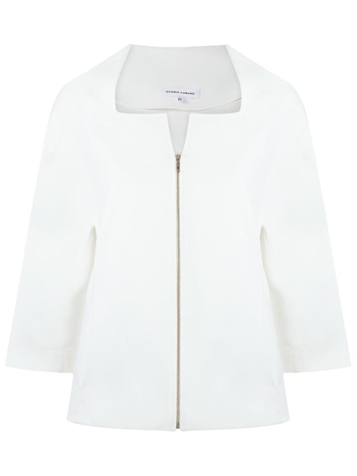 Gloria Coelho Front Zip Blouse, Women's, Size: P, White, Polyester/viscose/elastodiene