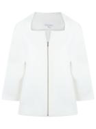 Gloria Coelho Front Zip Blouse, Women's, Size: P, White, Polyester/viscose/elastodiene