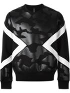 Neil Barrett Geometric Panel Sweatshirt, Men's, Size: Xxl, Black, Lyocell/cotton/viscose/spandex/elastane