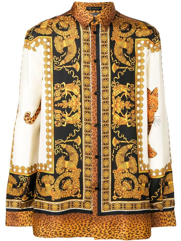 Versace Wild Leopard Baroque Shirt - Yellow & Orange