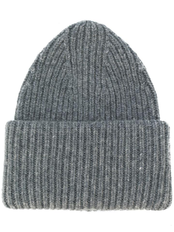 Roberto Collina Ribbed Detail Beanie - Grey