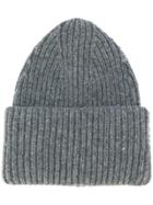 Roberto Collina Ribbed Detail Beanie - Grey