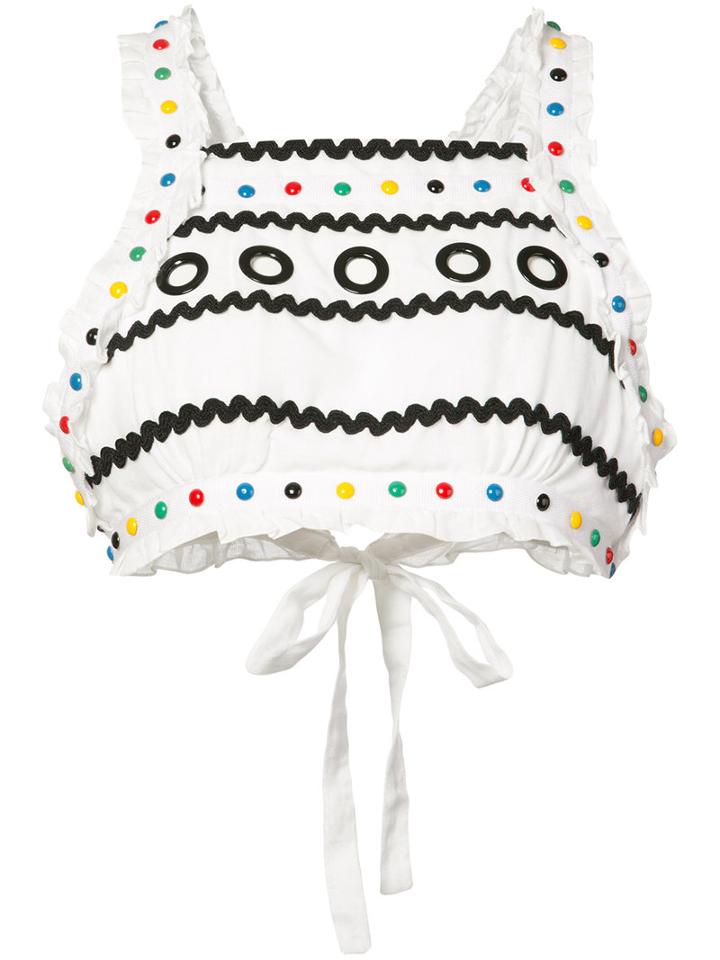 Dodo Bar Or - Rainbow Bead Crop Top - Women - Cotton - S, White, Cotton