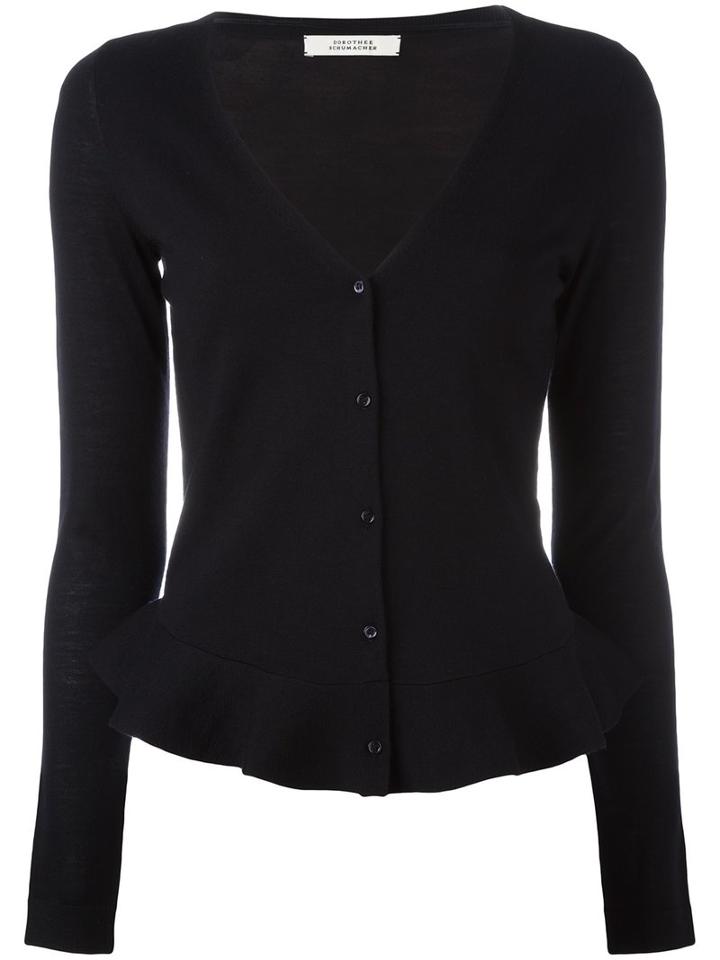 Dorothee Schumacher Ruffle Hem Cardigan, Women's, Size: Ii, Blue, Virgin Wool