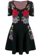 Alexander Mcqueen Floral Knit Mini Dress - Black