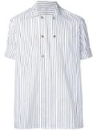 Aganovich Striped Short Sleeve Shirt, Men's, Size: 48, White, Cotton