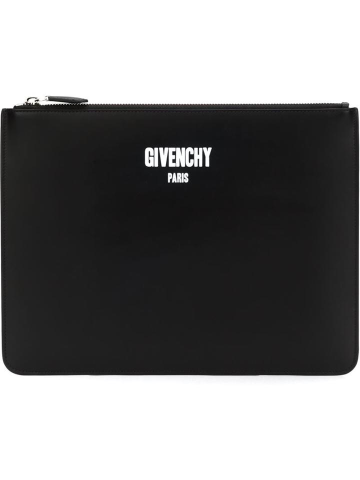 Givenchy 'paris' Clutch, Men's, Black, Leather
