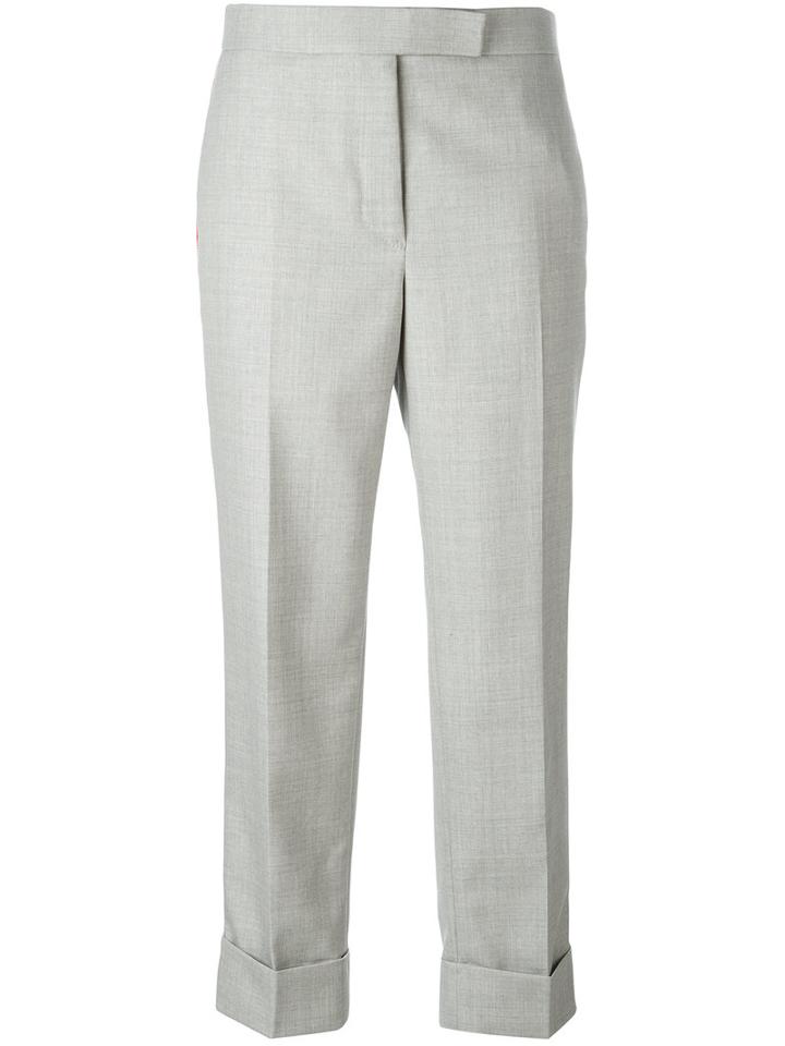 Thom Browne - Tailored Cropped Trousers - Women - Silk/wool - 40, Women's, Grey, Silk/wool