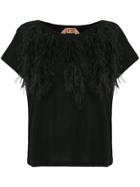 No21 Feather Detail T-shirt - Black