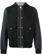 Moncler Gamme Bleu Mix Media Hooded Jacket, Men's, Size: Xl, Blue, Cotton/polyamide/cupro