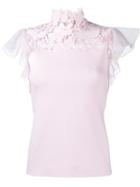 Giambattista Valli Lace Collar Contrast Blouse, Women's, Size: 44, Pink/purple, Silk/polyester/viscose