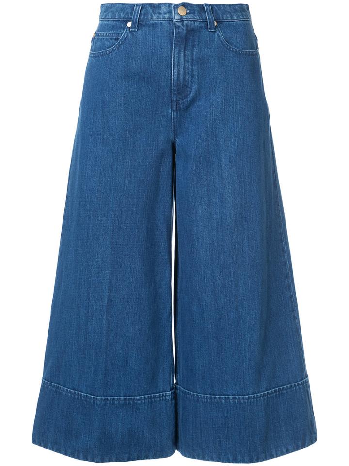 Co - Cropped Wide-legged Jeans - Women - Cotton - 4, Blue, Cotton