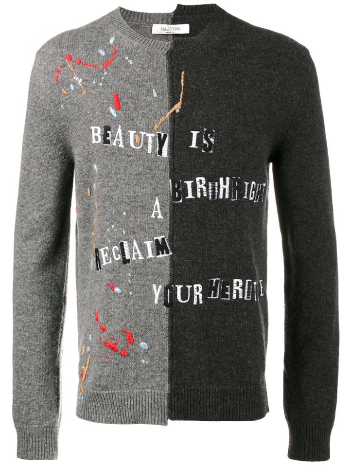 Valentino Beauty Is A Birthright Intarsia Jumper - Grey