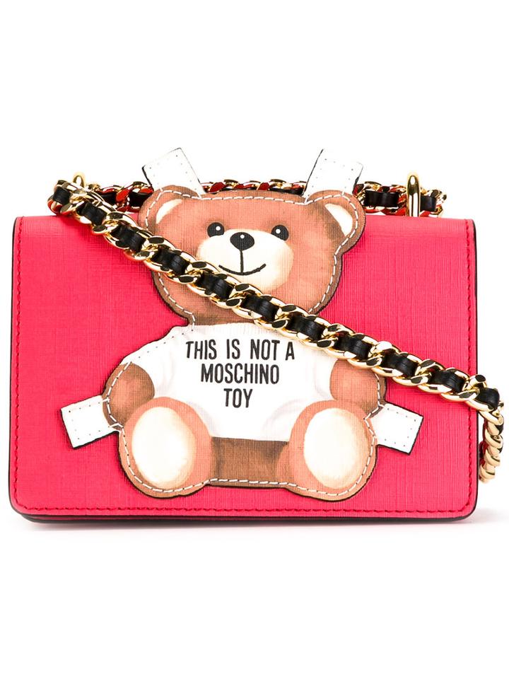 Moschino - Paper Toy Bear Shoulder Bag - Women - Leather - One Size, Red, Leather