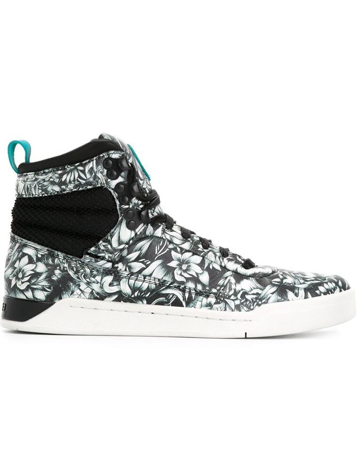 Diesel Onice Hi-top Sneakers, Men's, Size: 42.5, Black, Leather/polyurethane/rubber