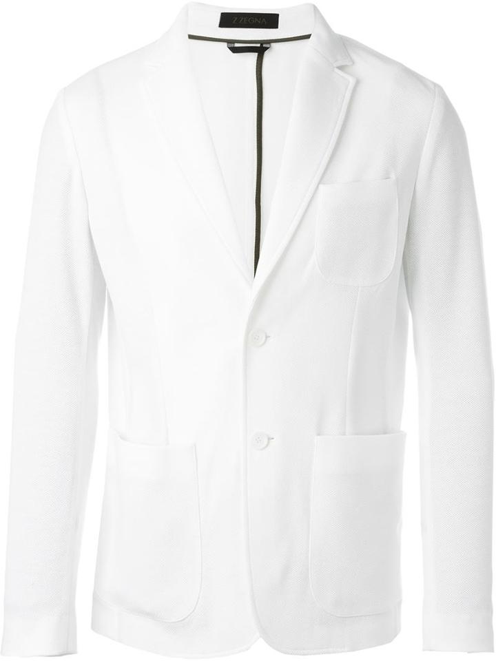 Z Zegna Casual Blazer, Men's, Size: 48, White, Cotton/cupro