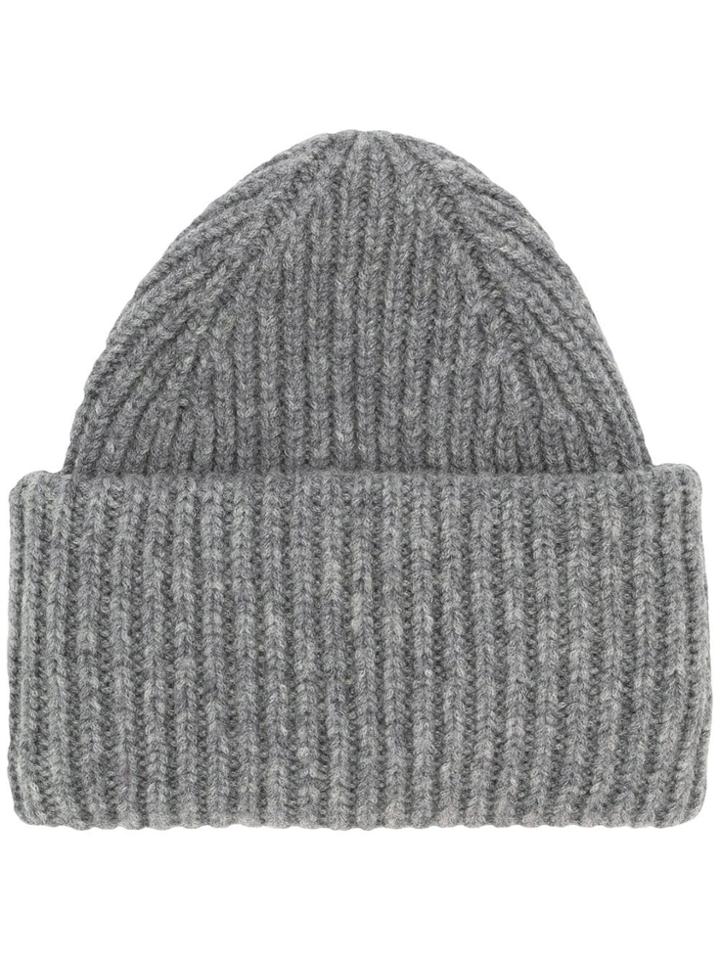 Roberto Collina Ribbed Beanie - Grey
