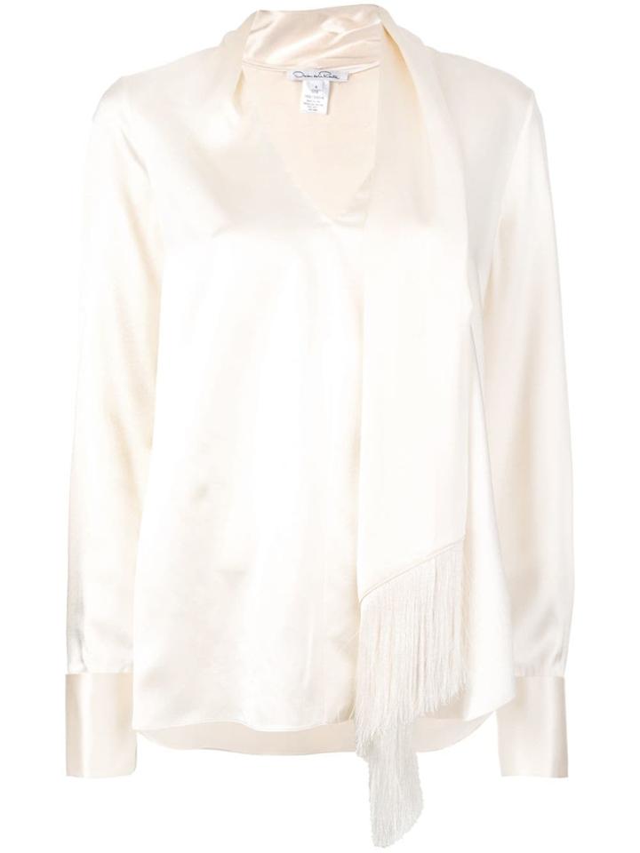 Oscar De La Renta Ivory Fringed Top - White