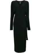 Norma Kamali Belted Wrap Midi Dress - Black