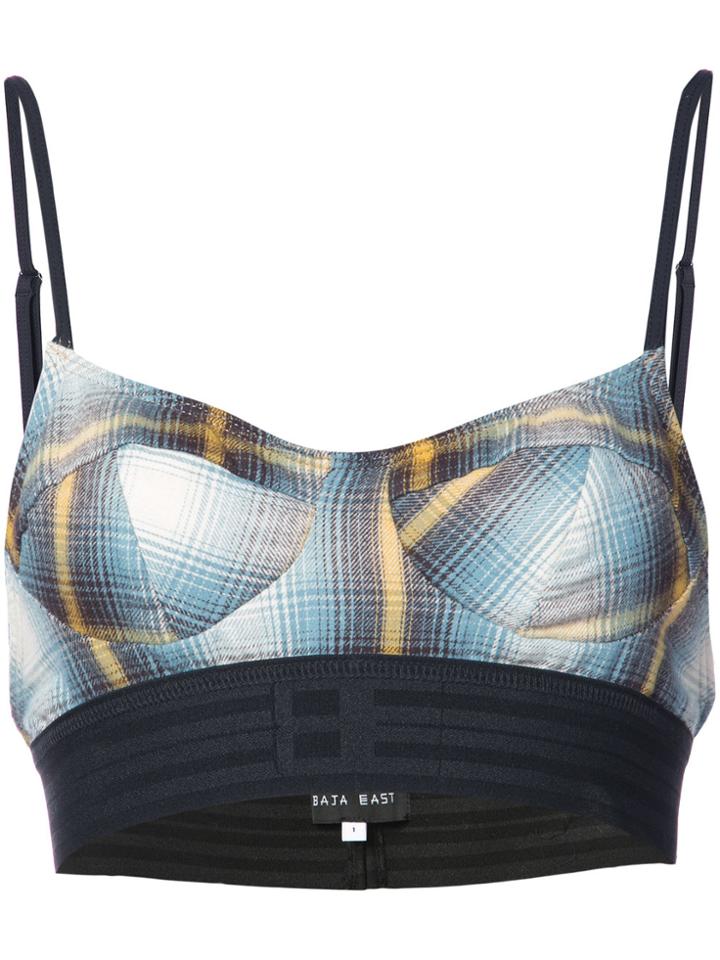 Baja East Plaid Crop Top - Blue