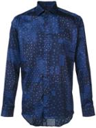 Etro Micro Paisley Print Shirt, Men's, Size: 43, Blue, Cotton