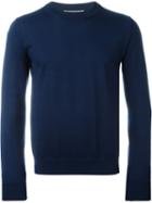 Comme Des Garçons Shirt Crewneck Print Jumper, Men's, Size: Large, Blue, Polyester