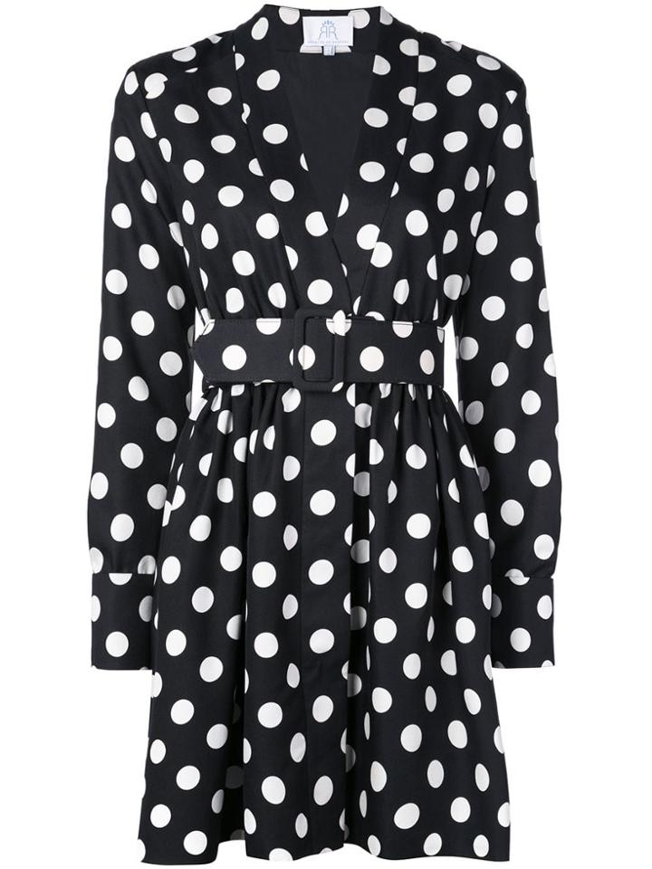 Rebecca De Ravenel Polka Dot Belted Dress - Black