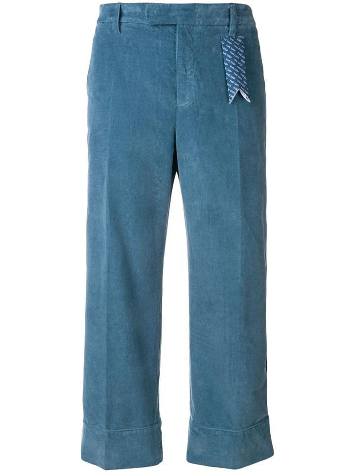 The Gigi Cropped Corduroy Trousers - Blue