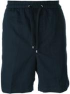 Emporio Armani Stripe Appliqué Bermuda Shorts, Men's, Size: 48, Blue, Cotton/linen/flax
