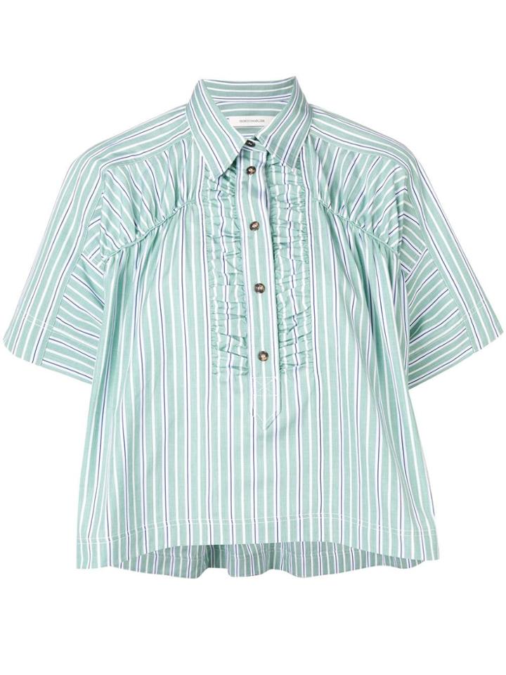 Cédric Charlier Box Fit Striped Shirt - Green