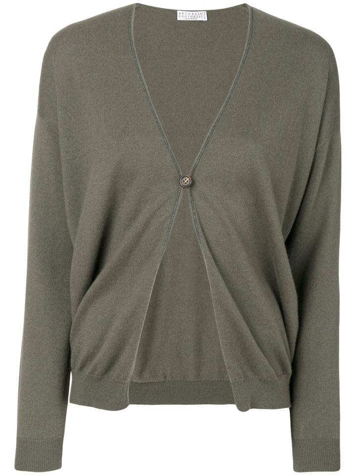 Brunello Cucinelli - Cashmere Fitted Cardigan - Women - Cashmere/brass - L, Green, Cashmere/brass